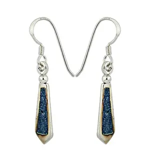 Women's 925 Silver Dangle Earrings with Blue <b>Diamond</b> Trendy Geometric Design Classic and Religious Style for Wedding or Party - Product Image 2