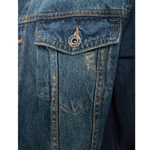 Veste en jean homme extensible sur mesure Veste en jean simple d'hiver bleu en coton pour hommes grande taille - Product Image 6