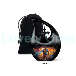 Meilleure vente Foot Ball joueur larme crémation urne commémorative pour les cendres adultes grande urne funéraire en croix avec sac de velours gratuit - Product Image 1