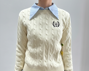 Cardigans à logo brodé, col en V, tricot jacquard Ralph, bouton d'hiver, logo personnalisé, coupe ajustée décontractée, fil de laine - Product Image 2