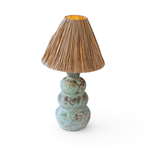 Coastal Ceramic <b>Table</b> <b>Lamp</b> with Rattan Cone <b>Shade</b> - Product Image 1