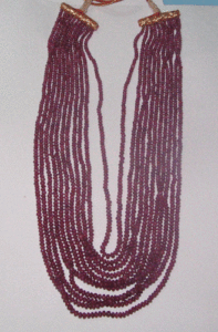 Collar de 11 Hilos Chapado en Oro con Rubíes Indios y Cuentas Lisas de Diamantes, Estilo Étnico Moderno para Bodas y Regalos - Product Image 1