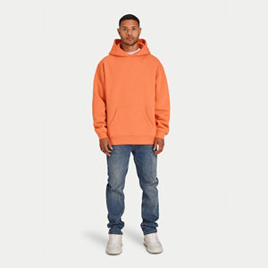 Sudadera con capucha naranja para hombre, lisa, de forro polar, personalizable, extragrande, estilo urbano, hombros caídos, informal, marca privada - Product Image 1