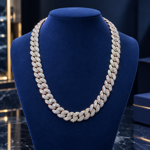 Collier chaîne cubaine de luxe en moissanite VVS 12 mm, passe le testeur de diamant, plaqué or 14 carats, chaîne hip-hop, bijoux pour homme, coffret cadeau - Product Image 1