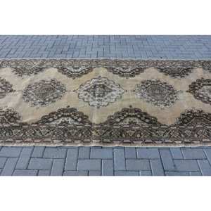 Alfombra turca clásica Vintage 5,1X12,9 pies Beige negro tejido plano para decoraciones de sala de estar para adolescentes - Product Image 3