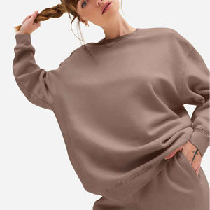 Conjunto de sudadera y Pantalón liso para mujer al por mayor, chándal cálido de invierno, atuendo informal de dos piezas, logotipo personalizado, suministro de fábrica OEM - Product Image 2