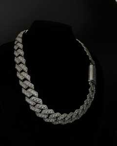 Chaîne à maillons cubains Moissanite coupe ronde plaqué rhodium cadeau de mariage pour homme en argent sterling 18mm - Product Image 4