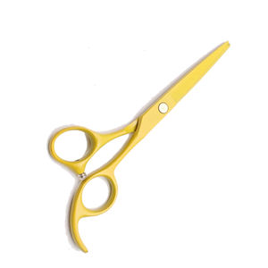 กรรไกรตัดผมเหล็กกรรไกรช่างตัดผมสีเหลืองเคลือบพร้อมที่วางนิ้วมือ - Product Image 2