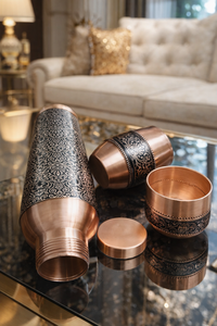 Bouteille d'eau en cuivre artisanale Ensemble de bouteilles en cuivre traditionnelles Bouteille d'eau en cuivre de luxe Bouteille en cuivre design Bouteille en cuivre - Product Image 4