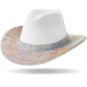 Vente chaude De Mode Daim Solide Partie Cowgirl Chapeau Femmes Hommes Western Strass Cowboy Chapeau Rose - Product Image 3