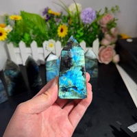 Tour de cristal de labradorite bleue de haute qualité, polie à la main, en forme de tétraèdre, pierre énergétique, baguette pyramidale, Reiki Chakra