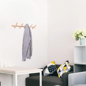 Wood Coat Hooks Wall Mounted Hat <b>Rack</b> Tower Hanger Wall Hooks Decorative Hanger With Pegs for Bedroom Bathroom & Kitchen Office - Product Image 4