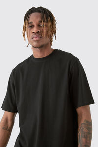 Camiseta de gran tamaño con estampado de hojaldre 240G 100% algodón Unisex personalizado 3D Logo Drop Shoulder Streetwear Hip Hop camisetas para hombres - Product Image 3