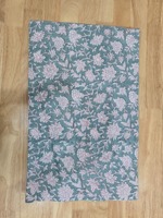 Tissu en coton écologique de qualité supérieure, imprimé à la main au bloc traditionnel, poids moyen, pour sacs et chemises, fond vert sauge intense