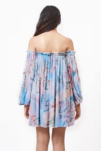 Vestido de algodón indio hecho a mano para mujer, estampado de bloques florales, fiesta corta a la moda, regalo nupcial, cintura Natural, verano ecológico - Product Image 2