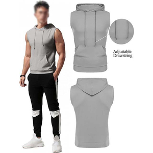 Camiseta sin mangas de lana sin mangas con capucha de invierno para hombre de culturismo 100% algodón transpirable gimnasio Fitness chaleco - Product Image 4