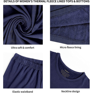 Sous-vêtement respirant d'hiver solide pour femmes Caleçons longs avec couche de base doublée de polaire Ensemble de leggings t-shirt à manches longues et col rond - Product Image 6