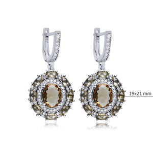 ต่างหูหินซัลทาไนต์ทรงรี19x21มม. 925เงินแท้สำหรับผู้ซื้อขายส่งเครื่องประดับเนื้อละเอียดแบบตุรกี - Product Image 2