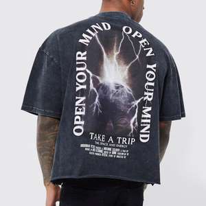 T-shirts en coton vintage délavés à l'acide pour hommes en gros, t-shirts décontractés à col rond, t-shirts oversize, t-shirts de grande taille, t-shirts de rue pour hommes - Product Image 2