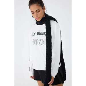 Sweat-shirt à manches régulières 100% coton avec imprimé lettres pour tous les jours - Product Image 3