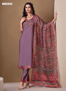 Calidad superior Roma seda con espejo bordado Kurti pantalón y Dupatta fábrica al por mayor fabricante y proveedor - Product Image 3