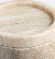 NANWEI Pot de rangement en travertin argenté véritable, fait main, en pierre massive, pour une organisation raffinée de la salle de bain, qualité supérieure