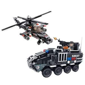 8in1 ville Swat <span class=keywords><strong>Police</strong></span> hélicoptère enfant <span class=keywords><strong>Police</strong></span> voiture jouet avion Jeep transporteur rue véhicules armure camion bloc de construction Kit - Product Image 1