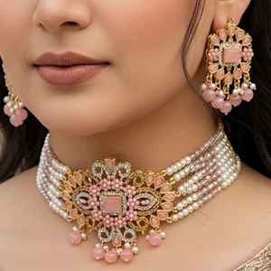 Collier long bleu victorien - Bijoux indiens - Bijoux pakistanais - Collier long indien - Collier à perles bleues - Product Image 3