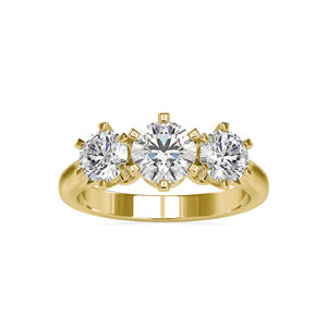 Anillo de compromiso de oro blanco de 18K con tres piedras, joyería de corte redondo para mujer, regalo de aniversario - Product Image 1