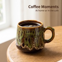 Mug à café en céramique à glaçure réactive 350 ml, tasse à thé arrondie avec poignée, choix de couleurs et logo personnalisé pour la maison ou le café