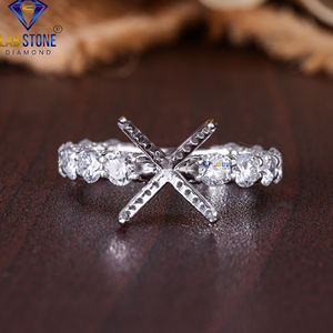 Anillo de diamante de montaje semi de corte brillante redondo TDW 2,85, ajuste de patrón de halo de oro blanco de 18K, piedra de laboratorio de diamante Hpht /Cvd - Product Image 1