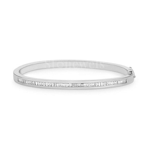 Brazalete de lujo moderno para mujer con elegante corte Baguette diamante amarillo oro blanco rosa piedra de circón para regalos de fiesta de boda - Product Image 5