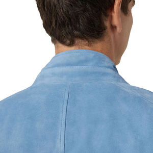 Chaqueta de cuero de ante vintage de calidad premium para hombres y mujeres Cuero de bombardero de ante marrón con procesamiento terminado de cuello redondo - Product Image 5