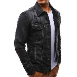 Veste en jean tissé enduit de haute qualité pour homme, à capuche et col montant, personnalisable, imperméable, respirante, coupe-vent, avec fermeture éclair, pour l'automne - Product Image 4