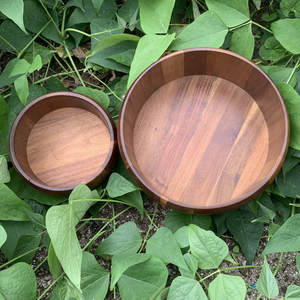 Ensemble de saladiers en bois d'acacia écologique de 18 à 28 cm, poli, léger, bois naturel, design élégant, charme rustique, fêtes - Product Image 5