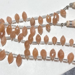 Cuentas de Briolette con forma de marquesa facetadas de piedra lunar de melocotón natural, piedras preciosas al por mayor para suministros de joyería - Product Image 3