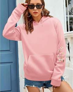 Sudadera con Capucha Estampada, Holgada, con Relieve, para Mujer, de Algodón, Informal, para Uso Diario, Elegante - Product Image 4