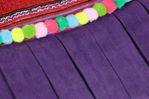 Eco-Friendly Cover Cotton Classic Traditional Event Women Big Pleated <b>Purse</b> With Brocade Cover and Ball Tassel - Product Image 6