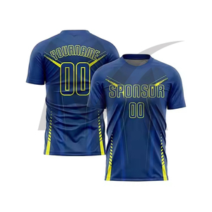 Maillot de football unisexe personnalisé OEM de haute qualité 100 % polyester sublimé à col montant léger à manches courtes pour hommes et femmes - Product Image 1