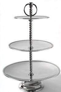 Servidor de soporte de pastel de 2 niveles de esmalte blanco niquelado de aluminio caliente con tallo de pájaro decorativo soporte de pastel de bajo precio barato al por mayor - Product Image 5