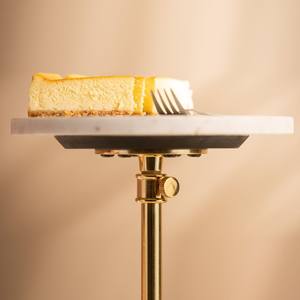 Support à gâteau de luxe en marbre blanc avec base en laiton doré, piédestal à dessert moderne à hauteur réglable, présentoir à pâtisserie rond pour événements - Product Image 4