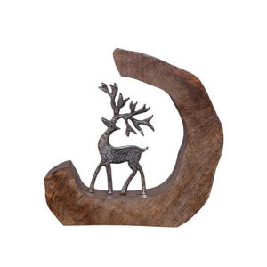 Fournisseur en gros indien d'arbre de Noël en aluminium finition argentée et cerf en bois dans un cadre en bois cadeaux faits à la main personnalisés - Product Image 3