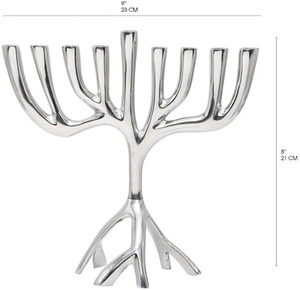 Bougeoir moderne Hanukkah Menorah en arbre contemporain en aluminium moulé convient à toutes les menorah de Hanukkah juives standard pour anniversaire - Product Image 3