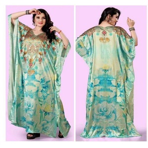 Vestido caftán informal de 52 pulgadas, tejido de gasa de poliéster ecológico, estilo dulce, estampado Digital, vestido caftán de estilo largo - Product Image 3