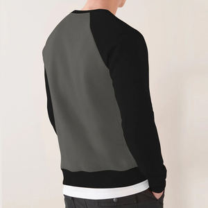 Sudadera Unisex de Cuello Redondo y Manga Raglán, Color Sólido, Tejido de Punto, Corte Regular, Estilo Casual Otoñal, Color Gris y Negro - Product Image 2
