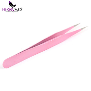 2 pièces Pince à épiler droite rose en acier inoxydable de haute qualité Outil d'extension de cils de formes différentes - Product Image 6