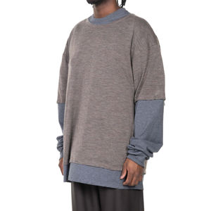 Camiseta de manga doble de gran tamaño de alta calidad, ropa de calle holgada, Camiseta de algodón 100% de manga larga de lujo para hombres - Product Image 3