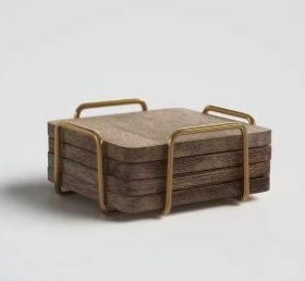 ELEGANT DESIGNS Posavasos Cuadrados de Madera Personalizados de Fábrica al por Mayor, Posavasos de Madera en Blanco Duraderos para Soporte de Cuero, Decoración del Hogar - Product Image 6