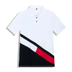 新品热卖定制男童马球衫色块优质刺绣标志短袖男士高尔夫马球供应商