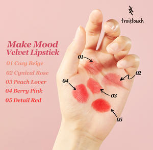 Pour Troistouch MAKE MOOD VELVET LIPSTICK 04 BERRY PINK COREAN BEAUTY 5g Travel Size Lipstick Fabriqué en Corée avec date d'expiration - Product Image 4